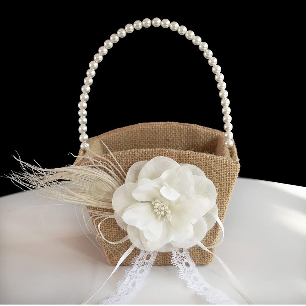 Wedding Flower Girl Basket Rustic